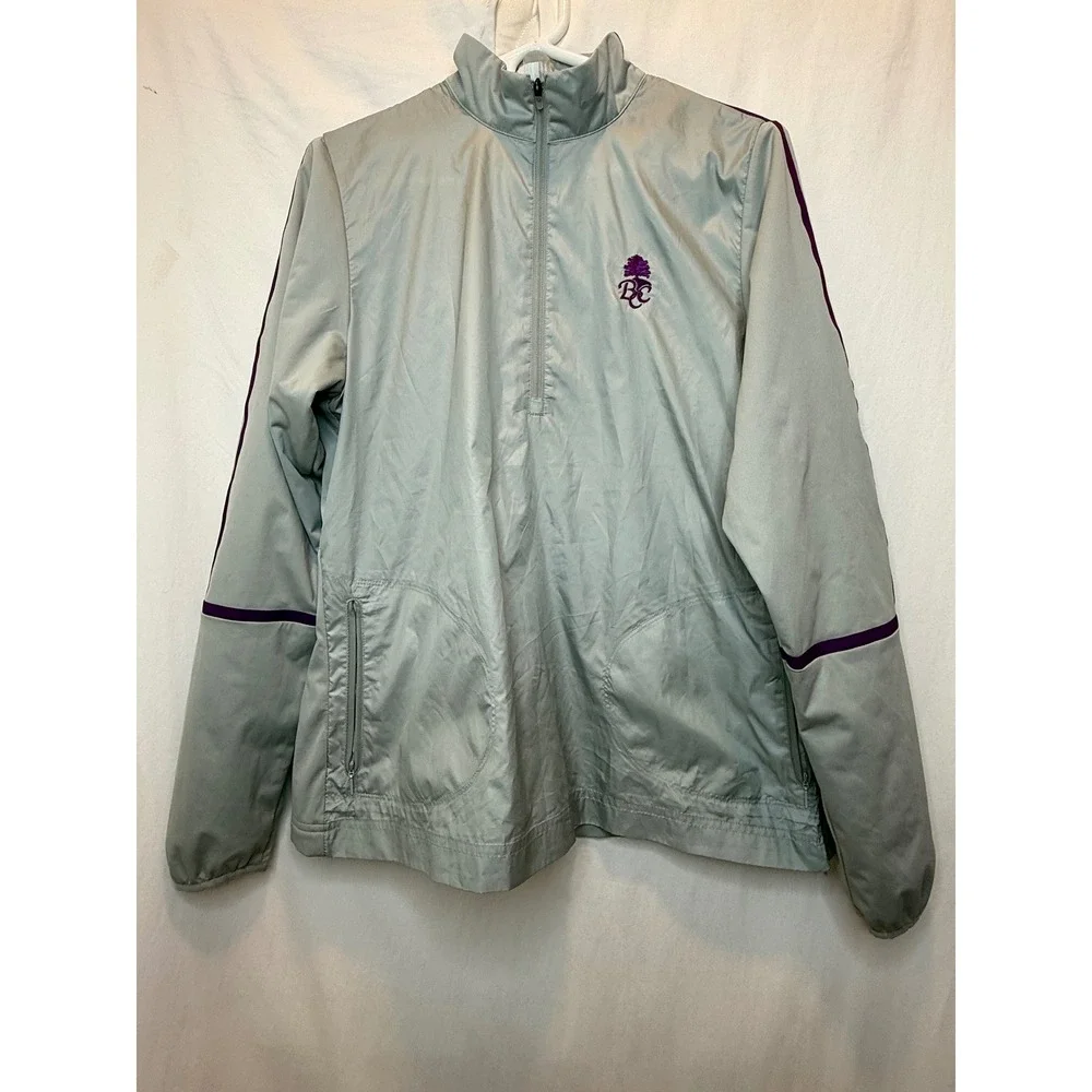 Nike Golf Women's Pullover Jacket Windbreaker‎ Purple Accents Size L BCC Logo